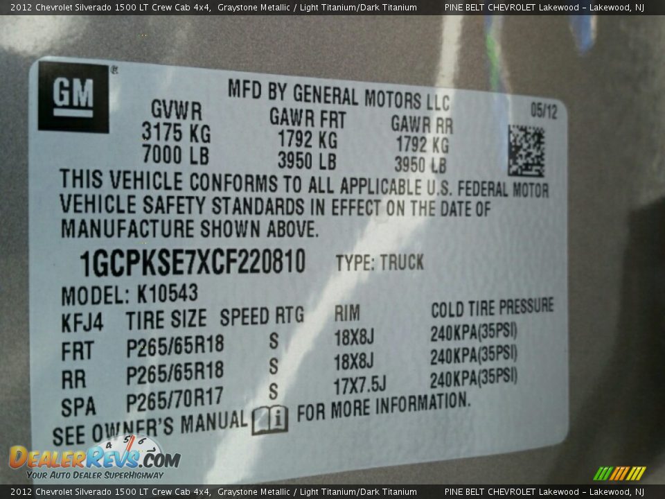 2012 Chevrolet Silverado 1500 LT Crew Cab 4x4 Graystone Metallic / Light Titanium/Dark Titanium Photo #18