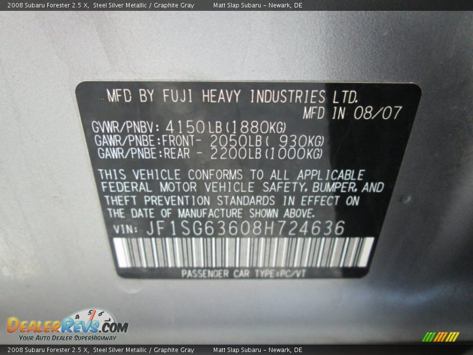 2008 Subaru Forester 2.5 X Steel Silver Metallic / Graphite Gray Photo #28