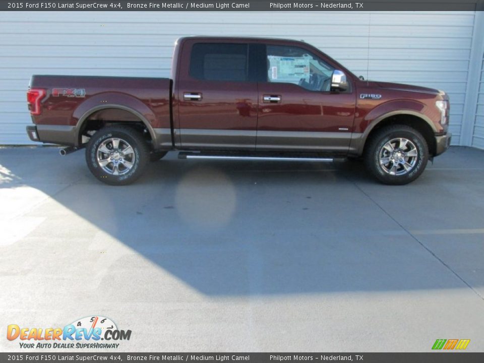 2015 Ford F150 Lariat SuperCrew 4x4 Bronze Fire Metallic / Medium Light Camel Photo #3
