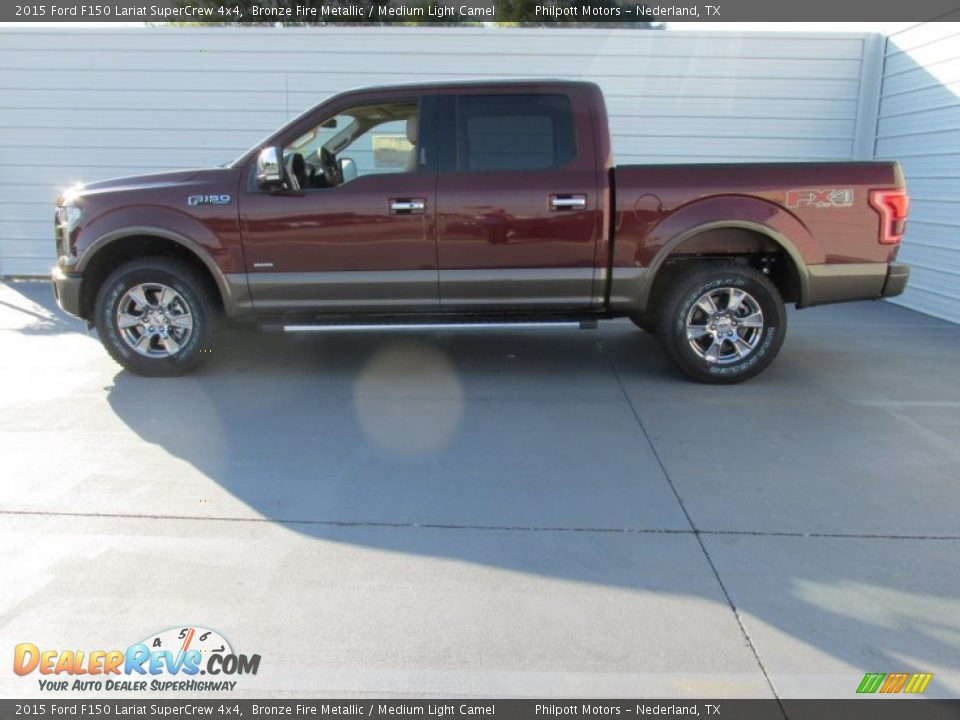 2015 Ford F150 Lariat SuperCrew 4x4 Bronze Fire Metallic / Medium Light Camel Photo #6