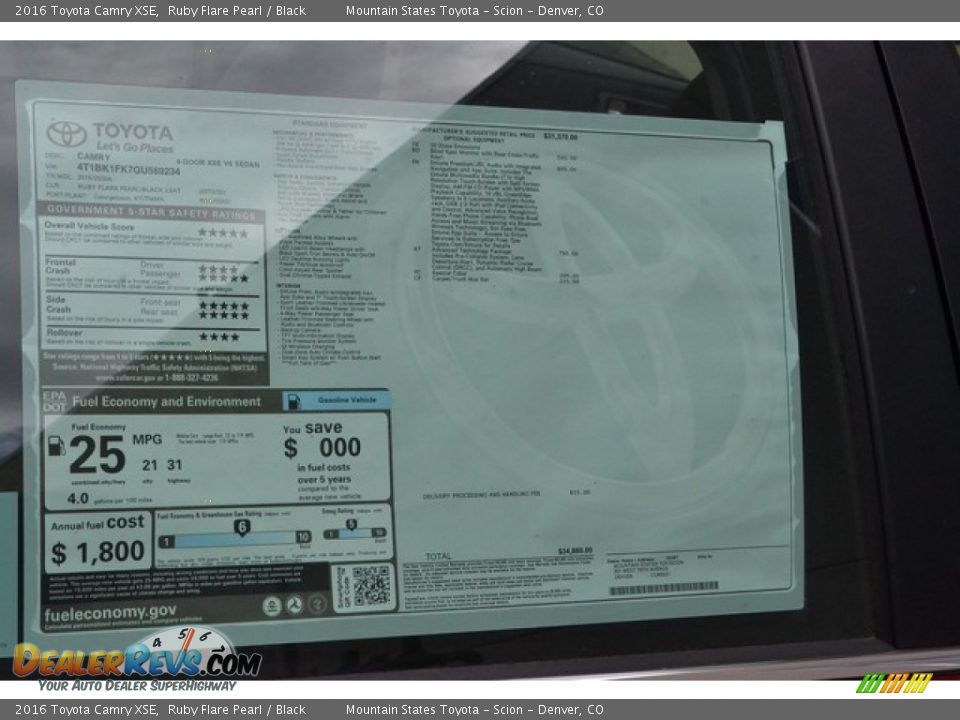 2016 Toyota Camry XSE Ruby Flare Pearl / Black Photo #10