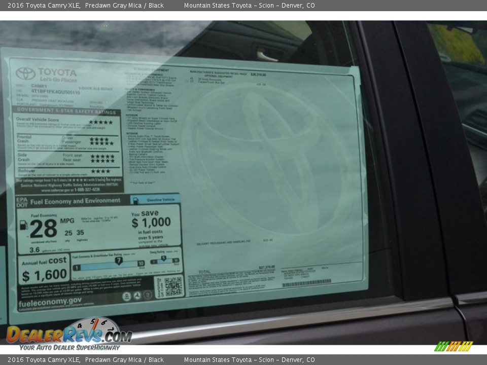 2016 Toyota Camry XLE Window Sticker Photo #10