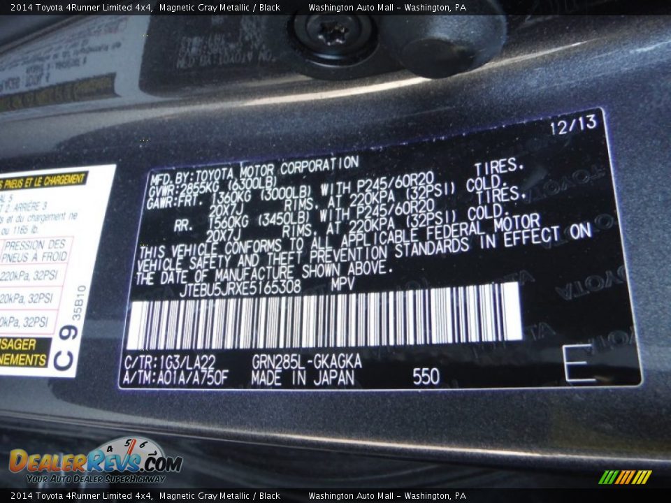 2014 Toyota 4Runner Limited 4x4 Magnetic Gray Metallic / Black Photo #24