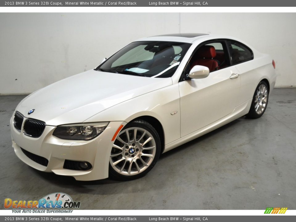 2013 BMW 3 Series 328i Coupe Mineral White Metallic / Coral Red/Black Photo #9