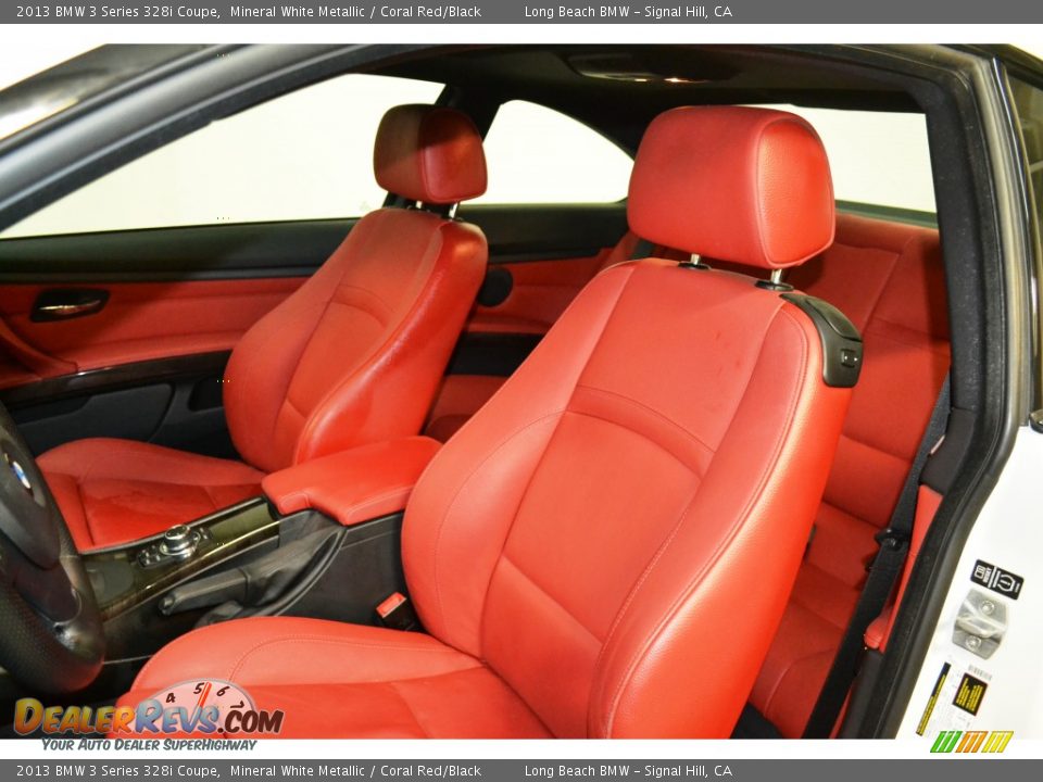 2013 BMW 3 Series 328i Coupe Mineral White Metallic / Coral Red/Black Photo #14