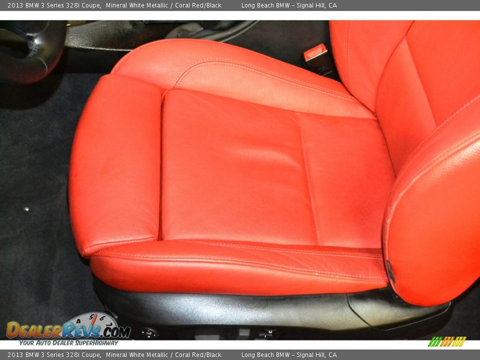 2013 BMW 3 Series 328i Coupe Mineral White Metallic / Coral Red/Black Photo #18