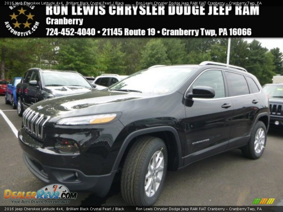 2016 Jeep Cherokee Latitude 4x4 Brilliant Black Crystal Pearl / Black Photo #1