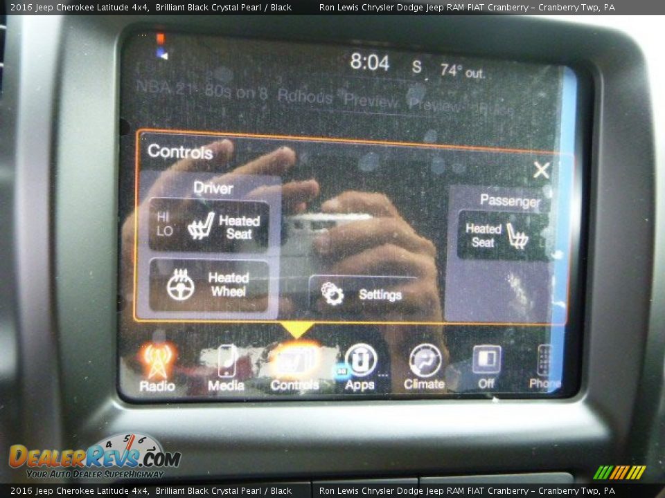 2016 Jeep Cherokee Latitude 4x4 Brilliant Black Crystal Pearl / Black Photo #18