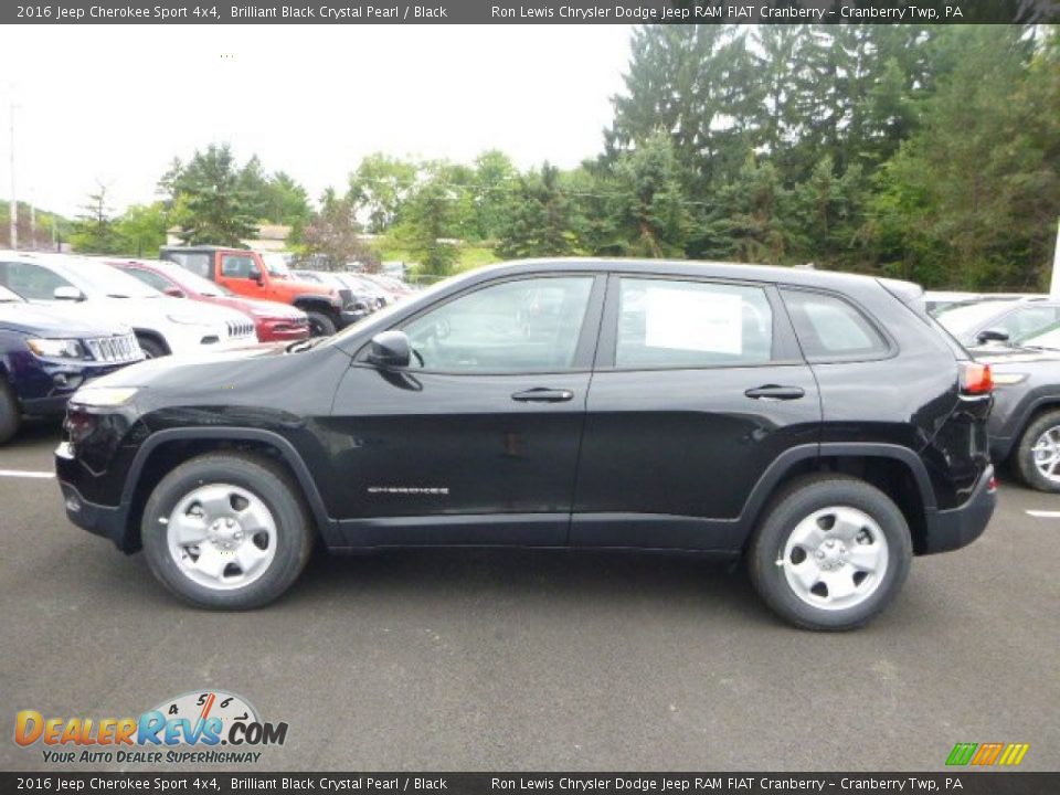 2016 Jeep Cherokee Sport 4x4 Brilliant Black Crystal Pearl / Black Photo #3