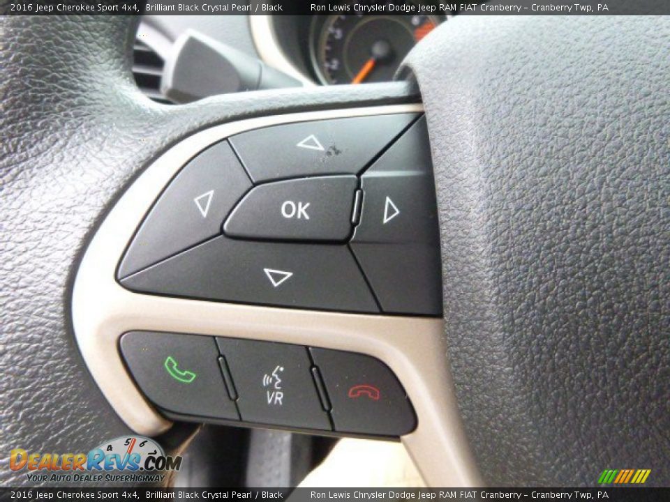 2016 Jeep Cherokee Sport 4x4 Brilliant Black Crystal Pearl / Black Photo #18