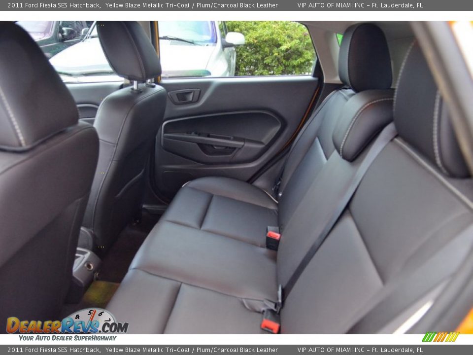 2011 Ford Fiesta SES Hatchback Yellow Blaze Metallic Tri-Coat / Plum/Charcoal Black Leather Photo #17
