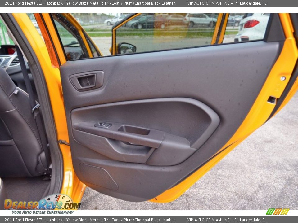 2011 Ford Fiesta SES Hatchback Yellow Blaze Metallic Tri-Coat / Plum/Charcoal Black Leather Photo #36