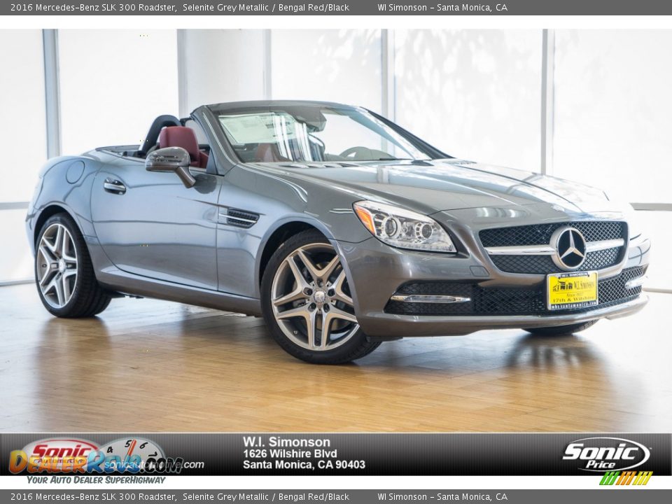 2016 Mercedes-Benz SLK 300 Roadster Selenite Grey Metallic / Bengal Red/Black Photo #1