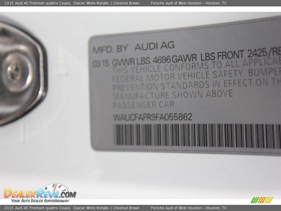 2015 Audi A5 Premium quattro Coupe Glacier White Metallic / Chestnut Brown Photo #29