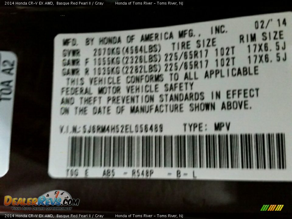 2014 Honda CR-V EX AWD Basque Red Pearl II / Gray Photo #26