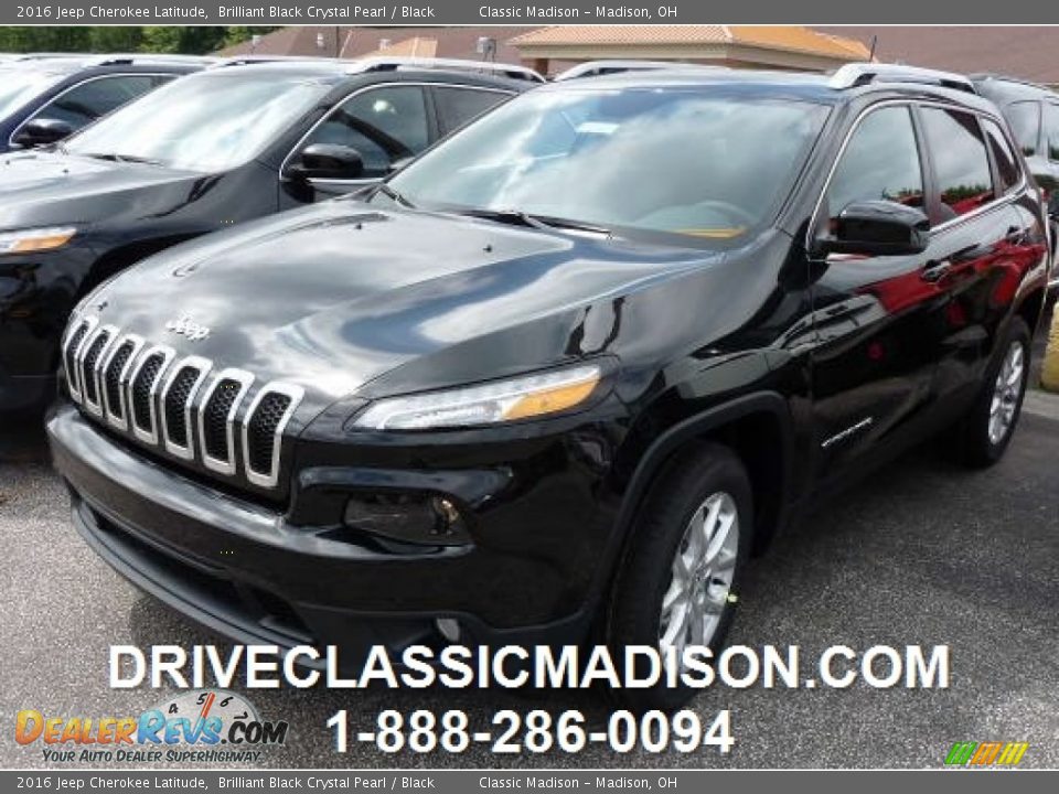2016 Jeep Cherokee Latitude Brilliant Black Crystal Pearl / Black Photo #1