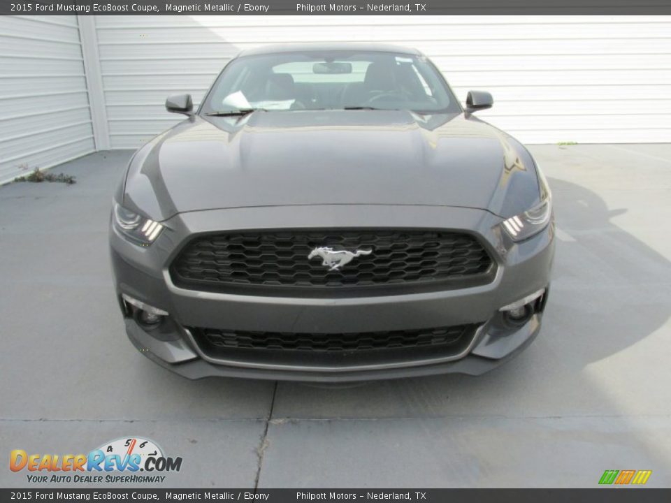 2015 Ford Mustang EcoBoost Coupe Magnetic Metallic / Ebony Photo #8