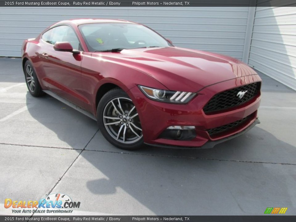 2015 Ford Mustang EcoBoost Coupe Ruby Red Metallic / Ebony Photo #2