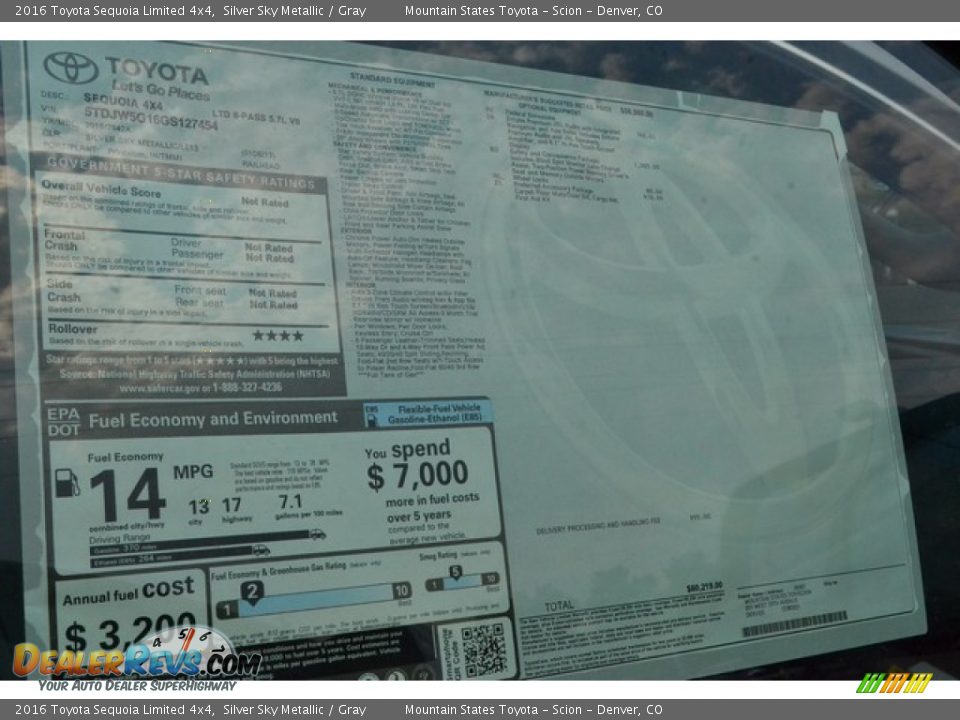 2016 Toyota Sequoia Limited 4x4 Silver Sky Metallic / Gray Photo #14