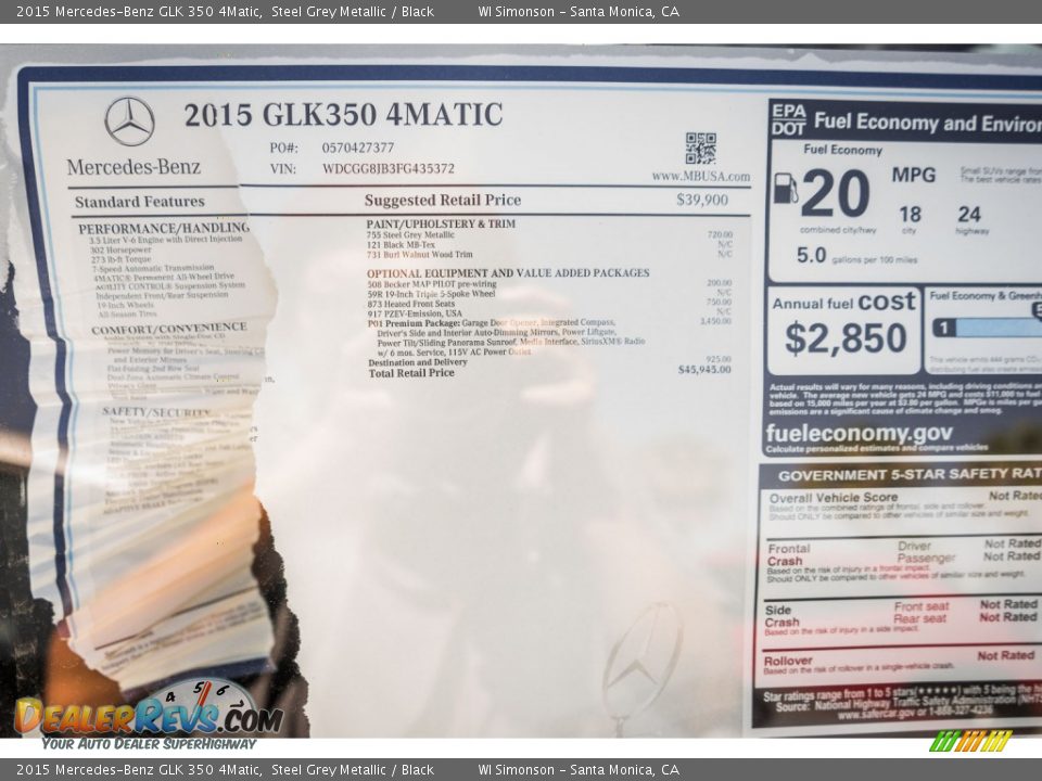 2015 Mercedes-Benz GLK 350 4Matic Steel Grey Metallic / Black Photo #11