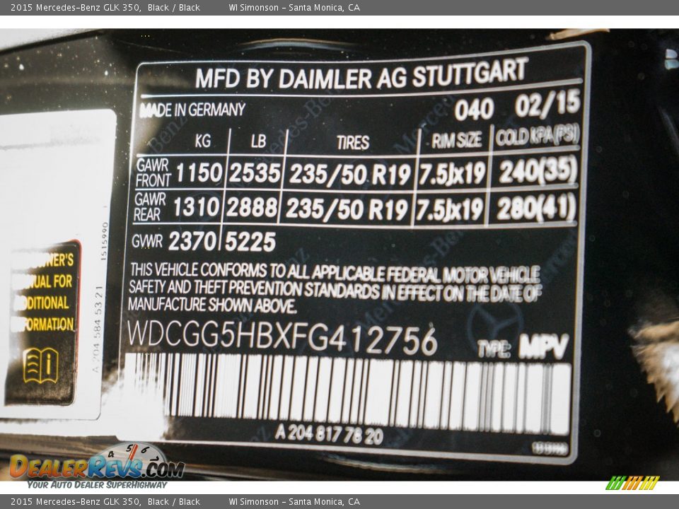 2015 Mercedes-Benz GLK 350 Black / Black Photo #8