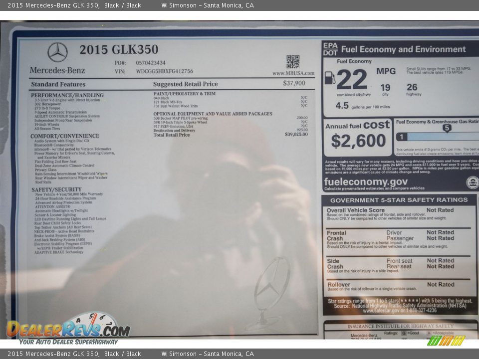 2015 Mercedes-Benz GLK 350 Black / Black Photo #11