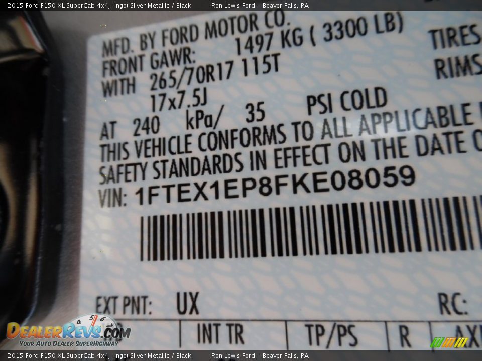2015 Ford F150 XL SuperCab 4x4 Ingot Silver Metallic / Black Photo #16