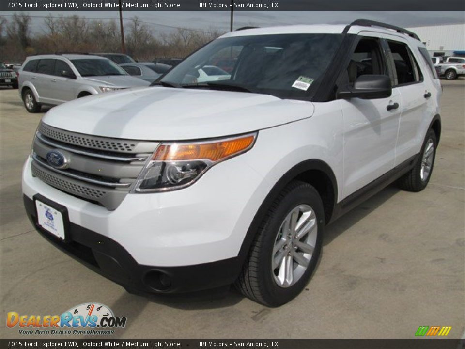 2015 Ford Explorer FWD Oxford White / Medium Light Stone Photo #7