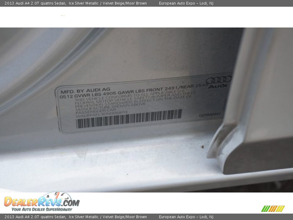 2013 Audi A4 2.0T quattro Sedan Ice Silver Metallic / Velvet Beige/Moor Brown Photo #33