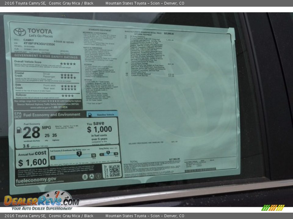 2016 Toyota Camry SE Cosmic Gray Mica / Black Photo #10