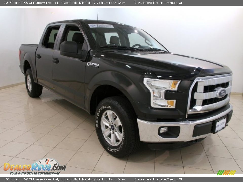 2015 Ford F150 XLT SuperCrew 4x4 Tuxedo Black Metallic / Medium Earth Gray Photo #1