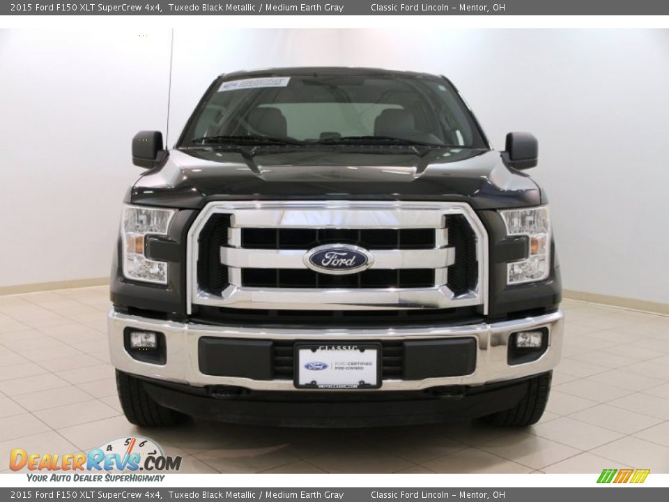 2015 Ford F150 XLT SuperCrew 4x4 Tuxedo Black Metallic / Medium Earth Gray Photo #2