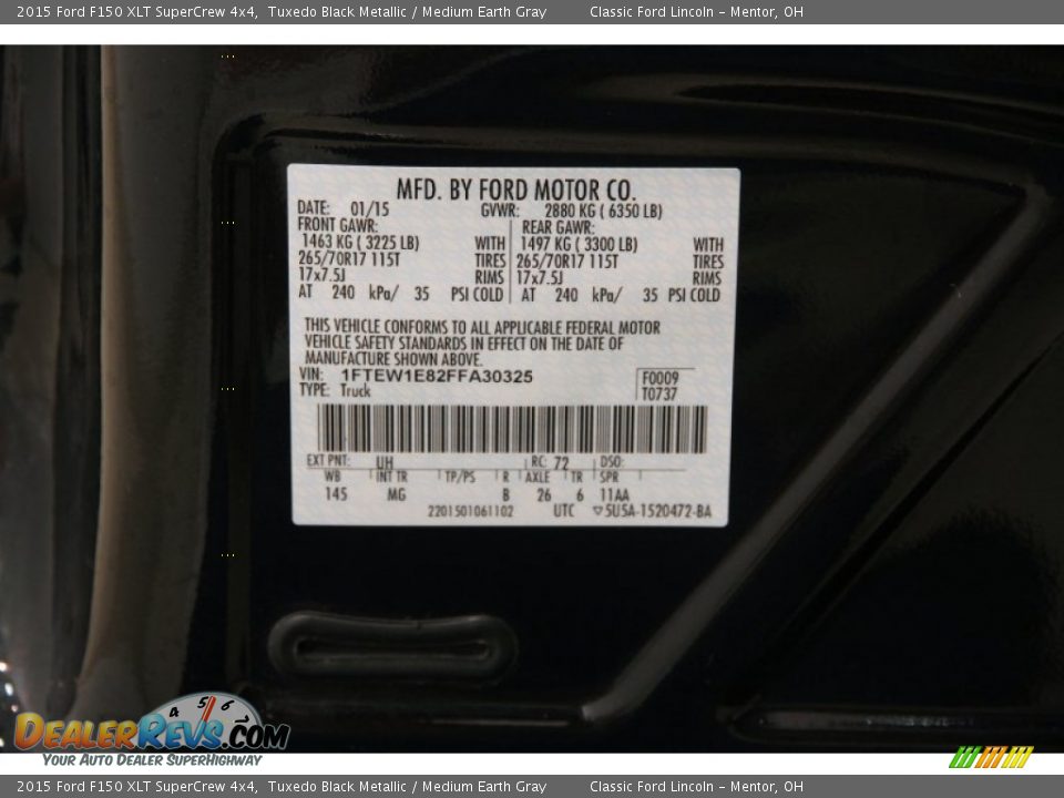 2015 Ford F150 XLT SuperCrew 4x4 Tuxedo Black Metallic / Medium Earth Gray Photo #14