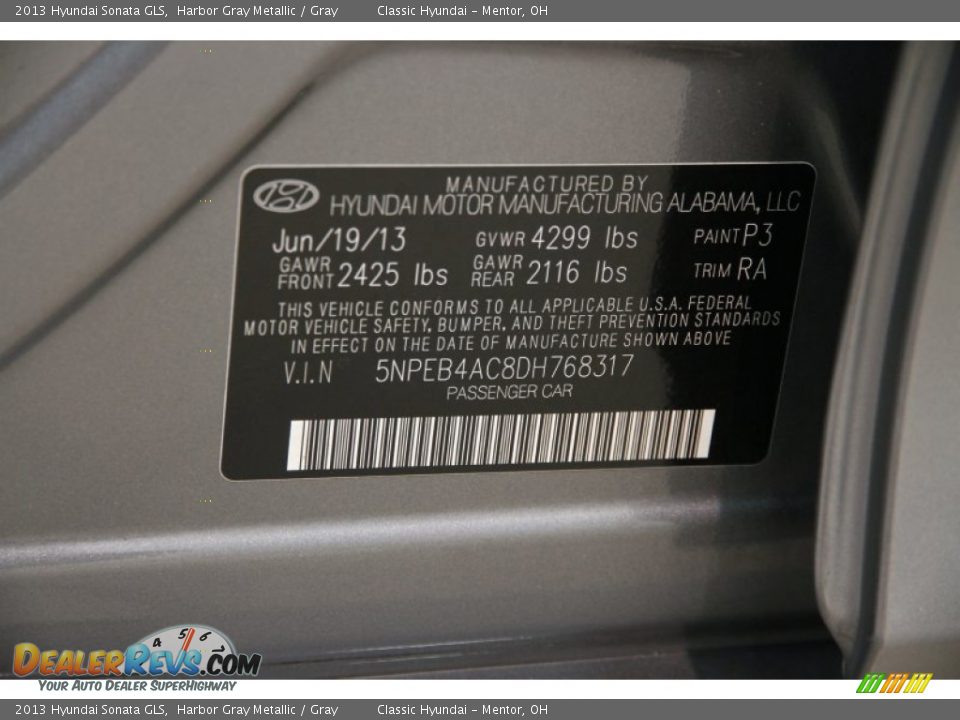 2013 Hyundai Sonata GLS Harbor Gray Metallic / Gray Photo #15