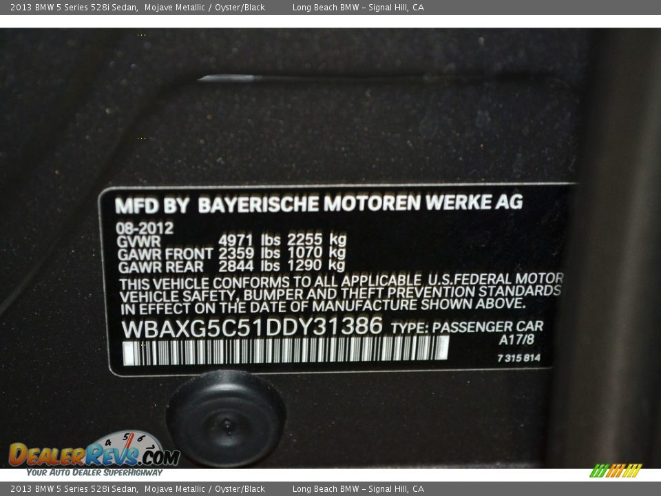 2013 BMW 5 Series 528i Sedan Mojave Metallic / Oyster/Black Photo #11