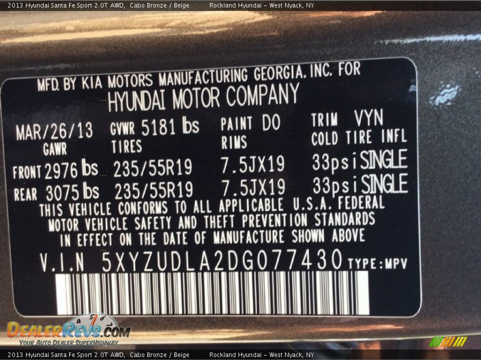 2013 Hyundai Santa Fe Sport 2.0T AWD Cabo Bronze / Beige Photo #32