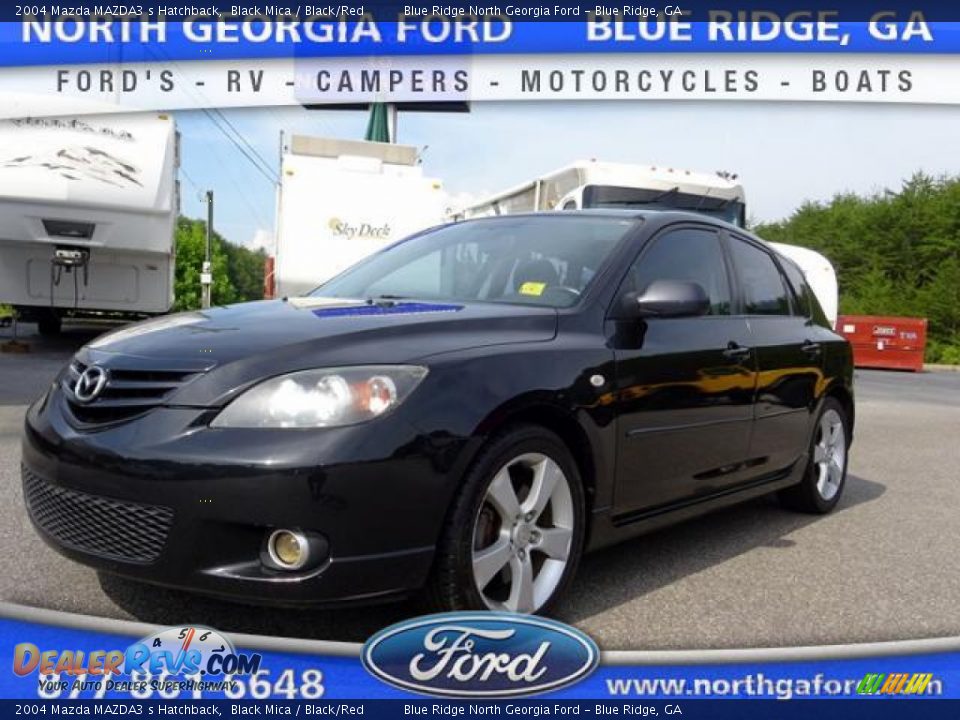 2004 Mazda MAZDA3 s Hatchback Black Mica / Black/Red Photo #1
