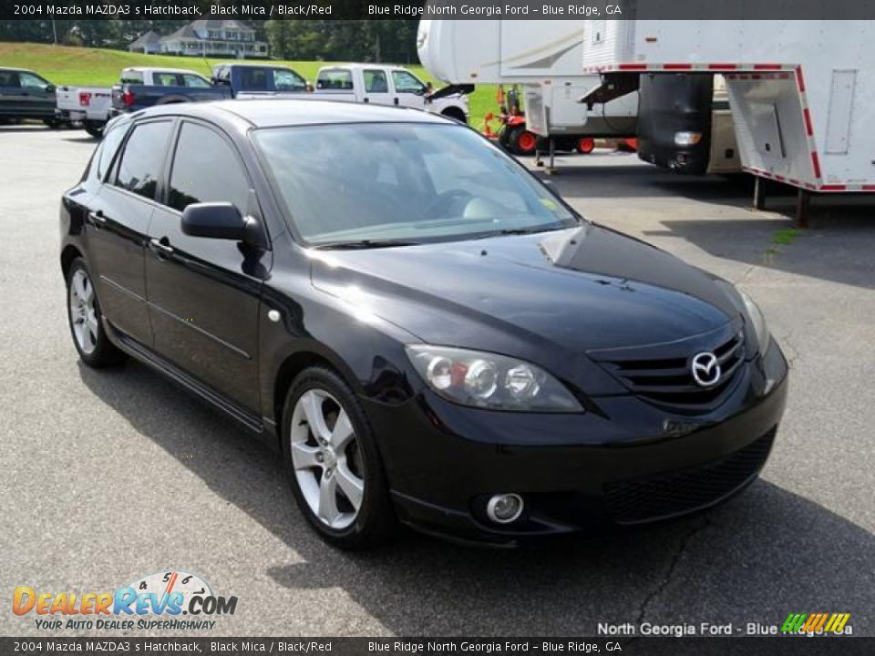 2004 Mazda MAZDA3 s Hatchback Black Mica / Black/Red Photo #7
