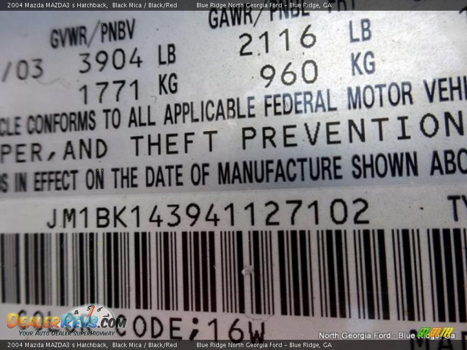 2004 Mazda MAZDA3 s Hatchback Black Mica / Black/Red Photo #17