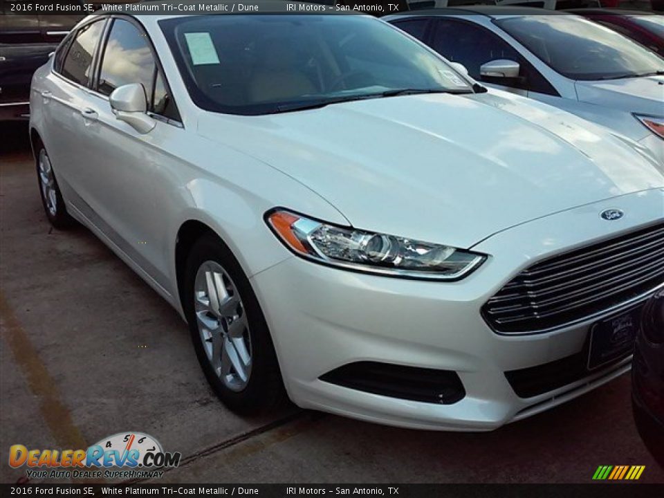 2016 Ford Fusion SE White Platinum Tri-Coat Metallic / Dune Photo #1