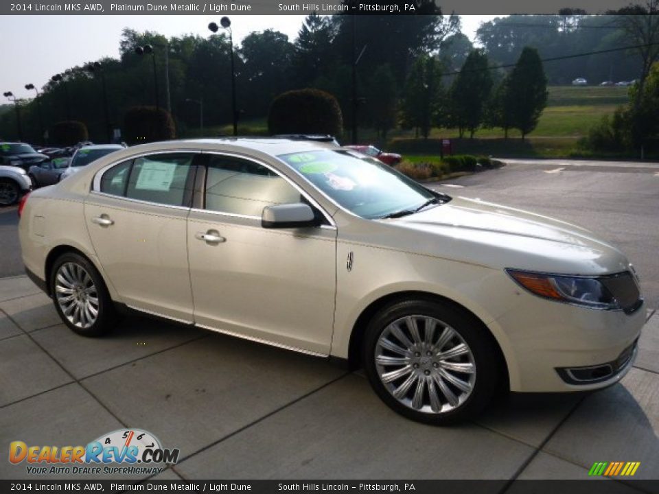 2014 Lincoln MKS AWD Platinum Dune Metallic / Light Dune Photo #6