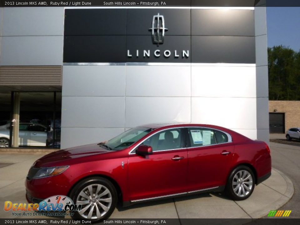 2013 Lincoln MKS AWD Ruby Red / Light Dune Photo #1