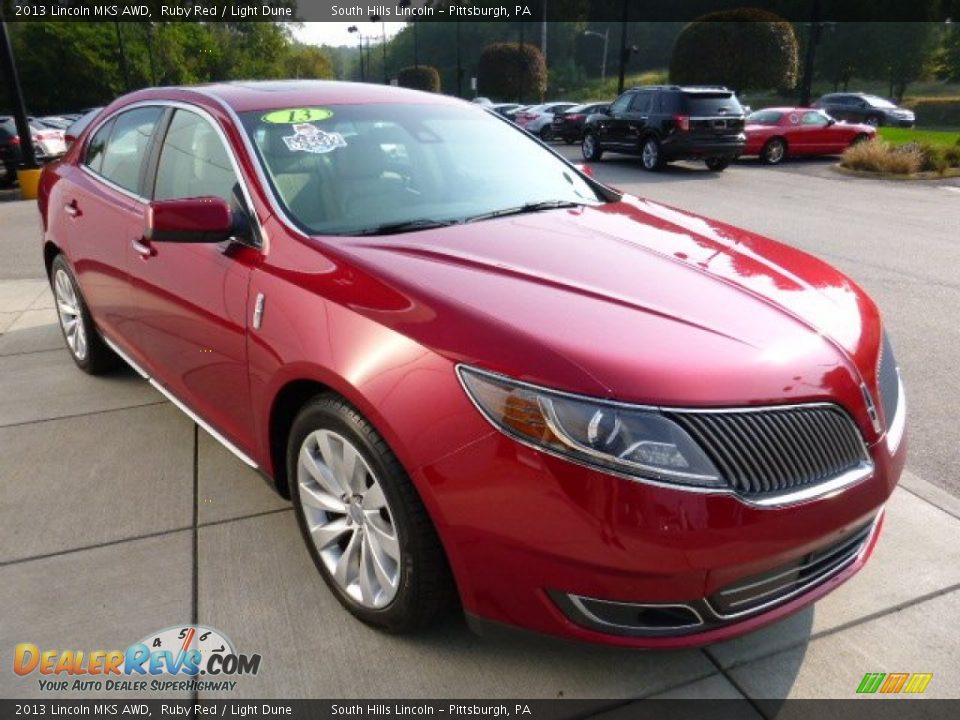 2013 Lincoln MKS AWD Ruby Red / Light Dune Photo #7