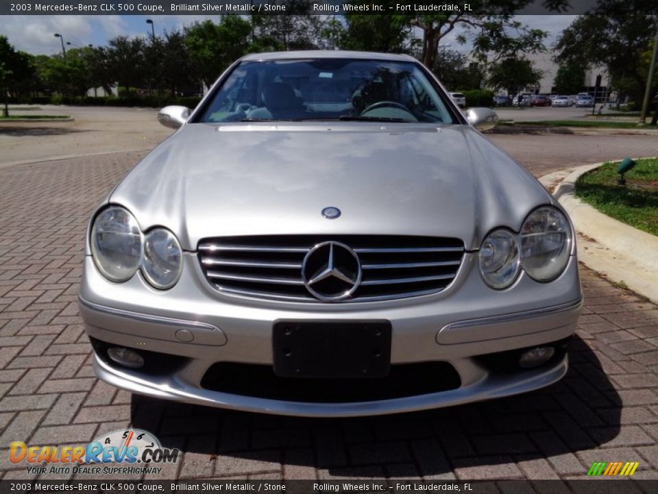 2003 Mercedes-Benz CLK 500 Coupe Brilliant Silver Metallic / Stone Photo #31