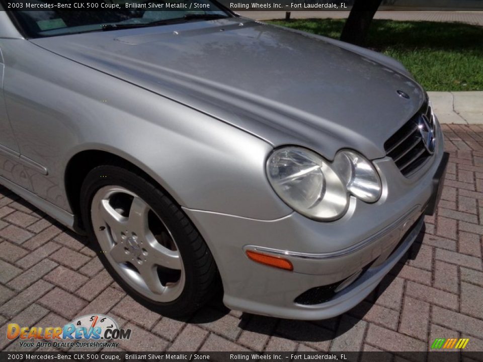 2003 Mercedes-Benz CLK 500 Coupe Brilliant Silver Metallic / Stone Photo #33