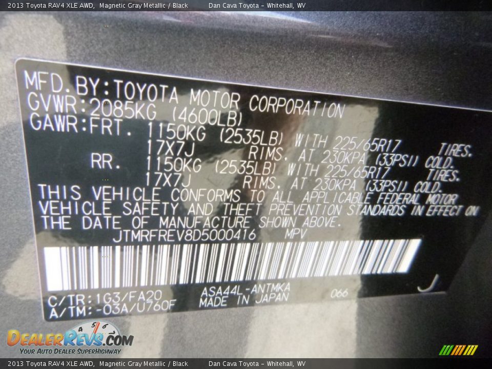 2013 Toyota RAV4 XLE AWD Magnetic Gray Metallic / Black Photo #16