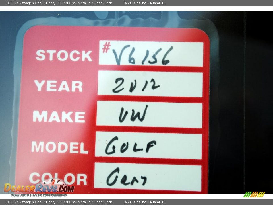 2012 Volkswagen Golf 4 Door United Gray Metallic / Titan Black Photo #20