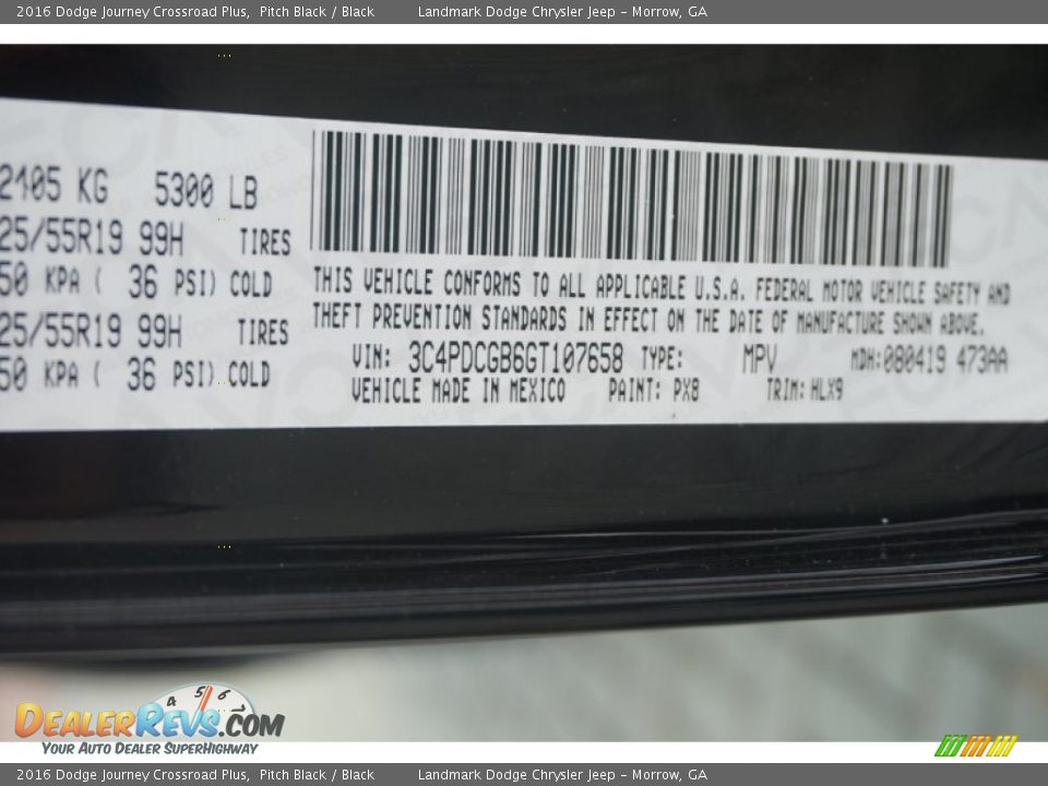 2016 Dodge Journey Crossroad Plus Pitch Black / Black Photo #9