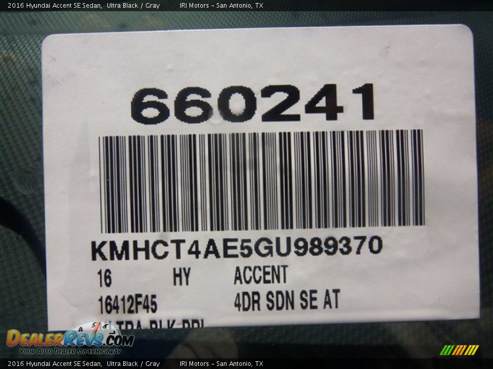 2016 Hyundai Accent SE Sedan Ultra Black / Gray Photo #17