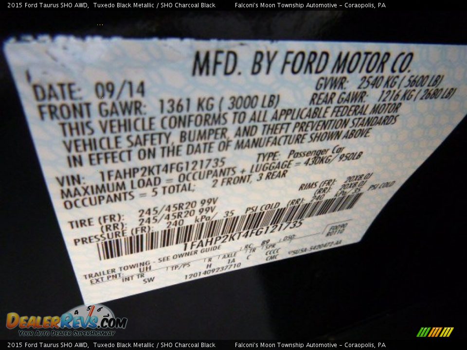 2015 Ford Taurus SHO AWD Tuxedo Black Metallic / SHO Charcoal Black Photo #24